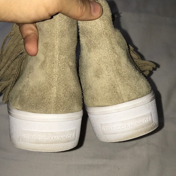 Rebecca Minkoff Tan Suede Platform Booties 💫 Sz 8 - Picture 8 of 10